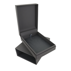 Recycled necklace box with a soft touch finish and hard sleeve