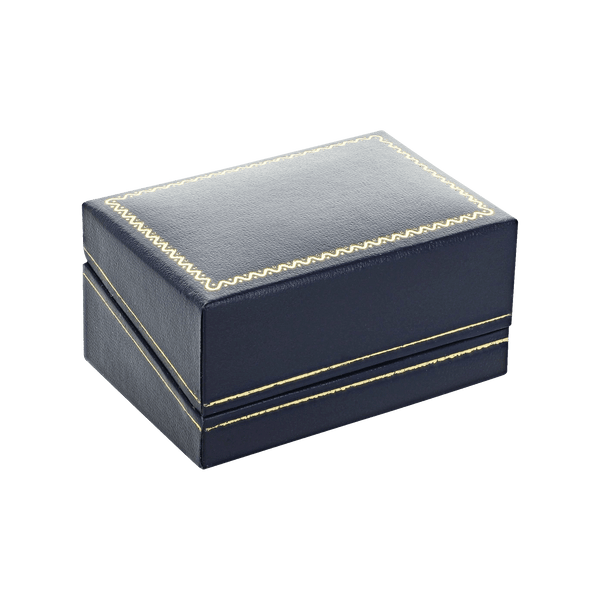 Classic Blue Leatherette Double Ring Box