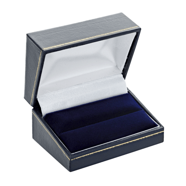 Classic Blue Leatherette Double Ring Box