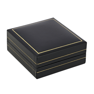 Leatherette earring jewellery box with gold edging