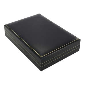 Leatherette necklace jewellery box with gold edging
