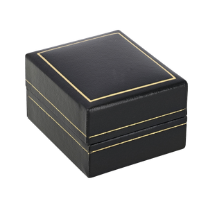Leatherette small earring jewellery box with gold edging