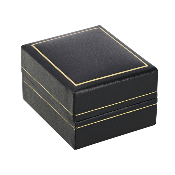 Leatherette small earring jewellery box with gold edging