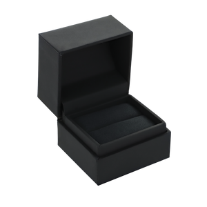 Black recycled ring, earring or cufflink box with a soft touch finish and hard sleeve