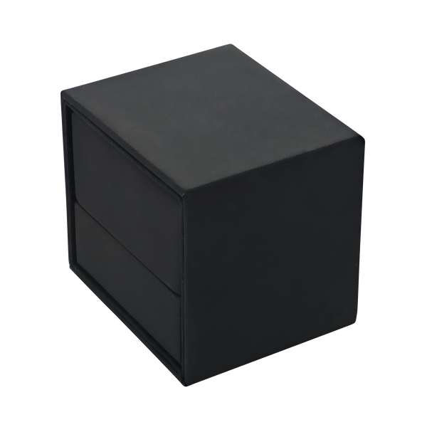 Black recycled ring, earring or cufflink box with a soft touch finish and hard sleeve