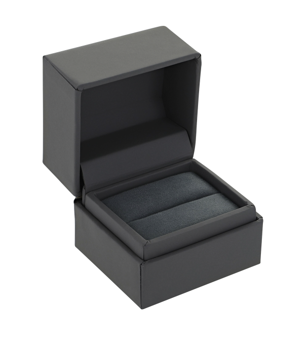 Grey recycled ring, earring or cufflink box with a soft touch finish and hard sleeve